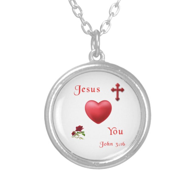 John 3:16 silver plated necklace (Front)