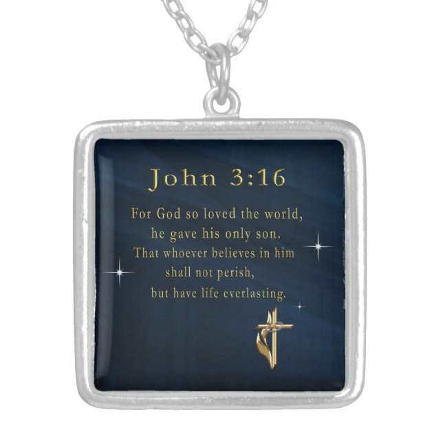 John 3:16 silver plated necklace (Front)
