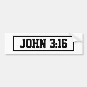 John 3:16 Simple Modern Black and White Christian Bumper Sticker