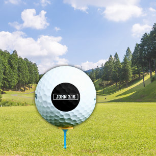 John 3:16 Simple Modern Black and White Christian Golf Balls