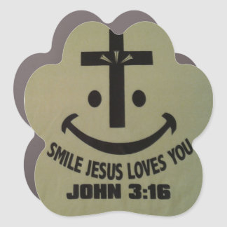 John 3:16 Smile Jesus Loves You Car Magnet