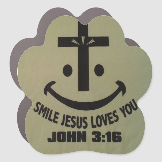 John 3:16 Smile Jesus Loves You Car Magnet (Front)
