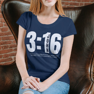 John 3:16 Solid Navy Christian bible verse Tri-Blend Shirt