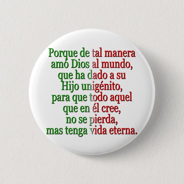 John 3:16 Spanish Button (Front)