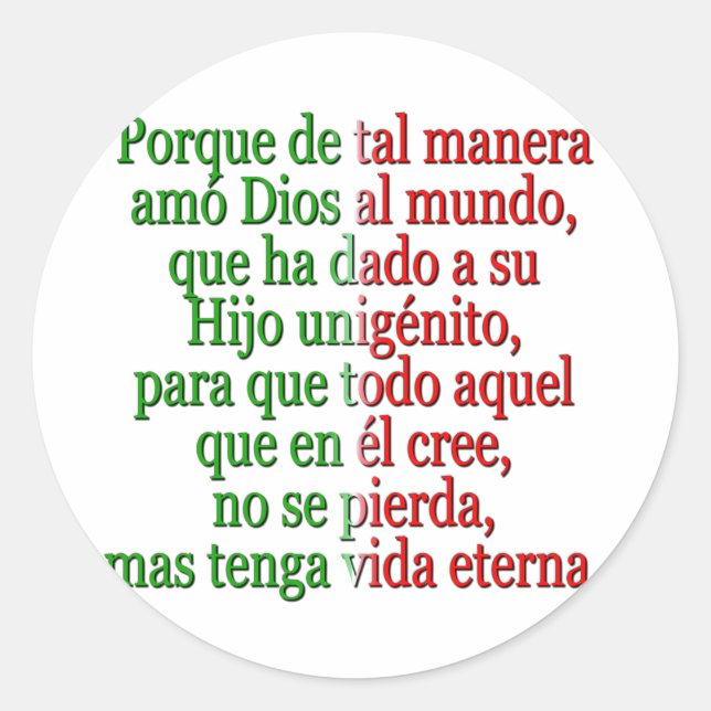 John 3:16 Spanish Classic Round Sticker (Front)