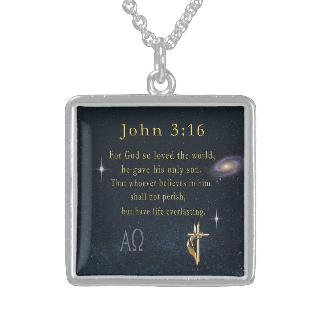 John 3:16 sterling silver necklace (Front)