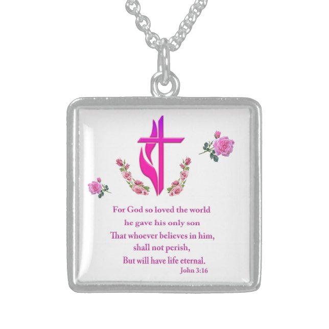 John 3:16 sterling silver necklace (Front)