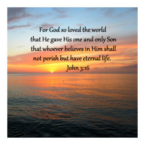JOHN 3:16 SUNRISE OVER THE OCEAN PHOTO POSTER