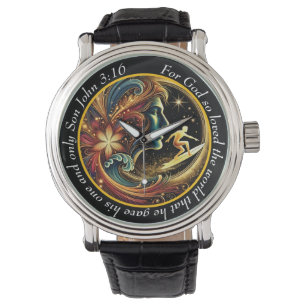 John 3:16 Surfer Timepiece Ocean Journey Faith Watch