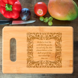 John 3:16 Unique Elegant Christian Scripture Engraved Cutting Board