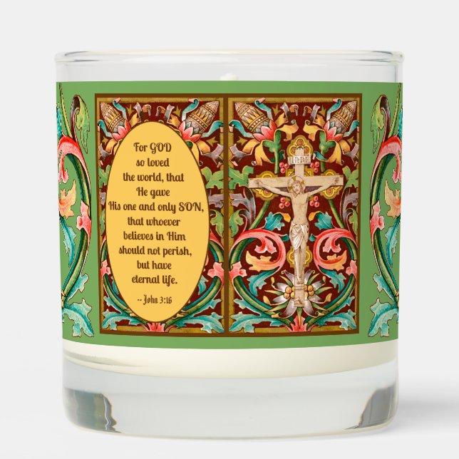 John 3:16 Verse with Crucified Jesus Lenten  Scented Candle (Front)