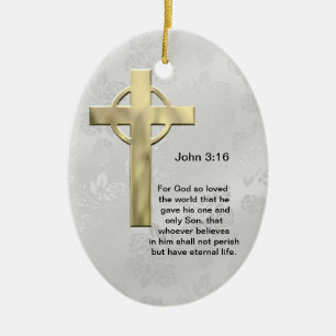 John 3:16 (white) ceramic ornament