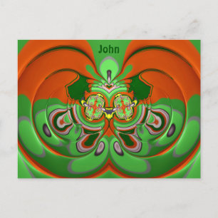 JOHN ~ 3D Design Pattern ~ Christmas Colors~ Postcard