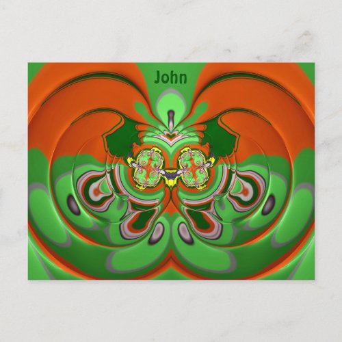 JOHN  3D Design Pattern  Christmas Colours Postcard