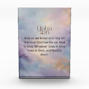 John 4:16 Bible Verse on Watercolor Design Acrylic Award