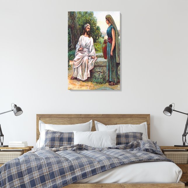 John 4 Jesus Offers Living Water Canvas (Insitu(Bedroom))