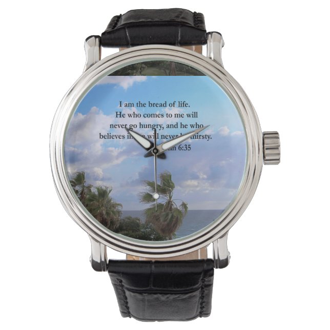 JOHN 6:25 OCEAN AND PALM TREE PHOTO WATCH (Front)