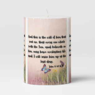 John 6:40 KJV Bible Verse Pic Pillar Candle
