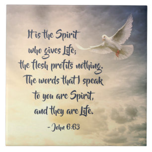 John 6:63 It is the Spirit who gives Life Bible Ceramic Tile