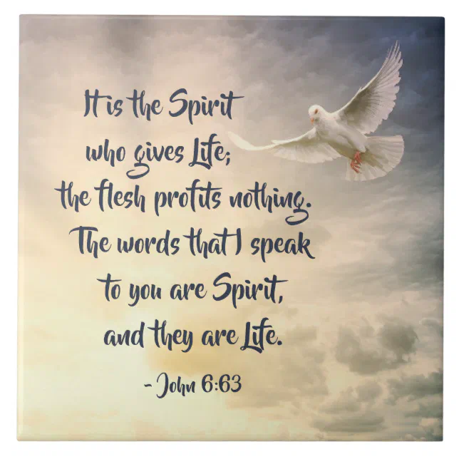 John 6:63 It is the Spirit who gives Life Bible Ceramic Tile | Zazzle