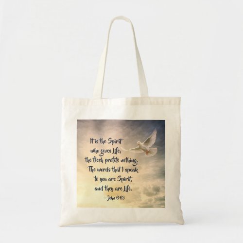John 663 It is the Spirit who gives Life Bible Tote Bag