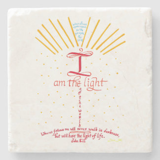 John 8 12 Jesus I Am The Light Bible Verse Stone Coaster