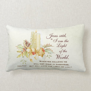 John 8:12 Jesus said, I am the Light of the World Lumbar Pillow