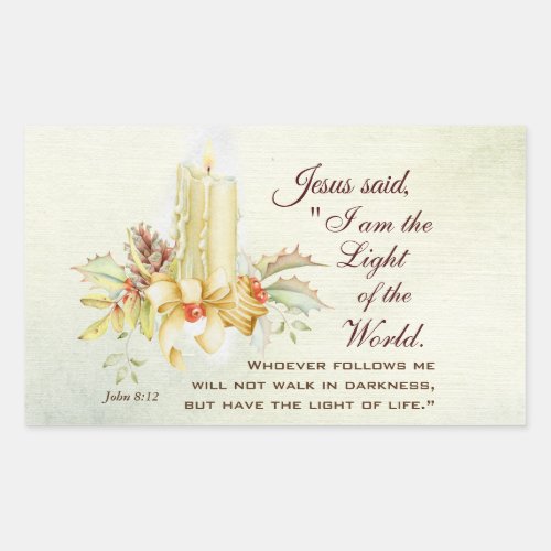 John 812 Jesus said I am the Light of the World Rectangular Sticker