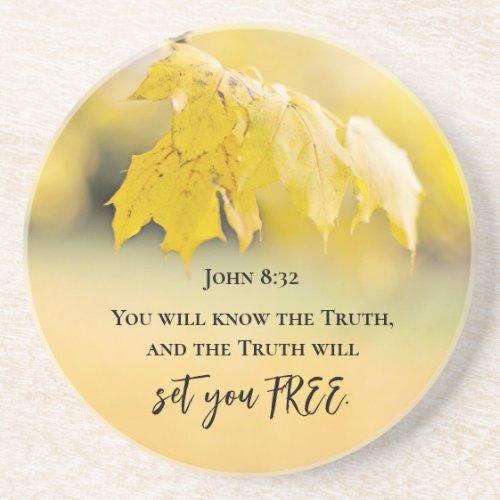 John 832 The Truth will set you FREE Bible Verse Coaster