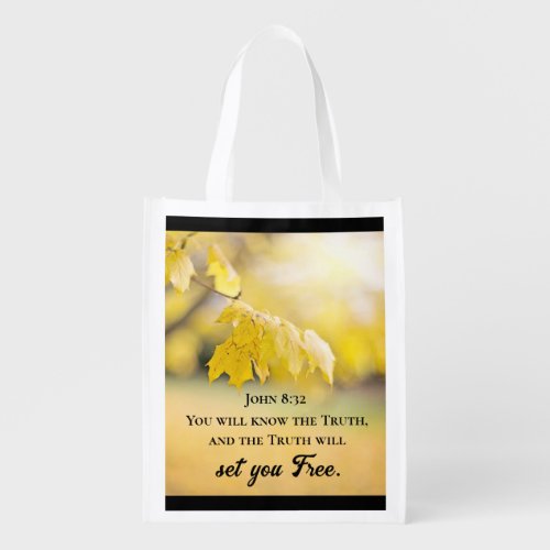 John 832 The Truth will set you FREE Bible Verse Grocery Bag