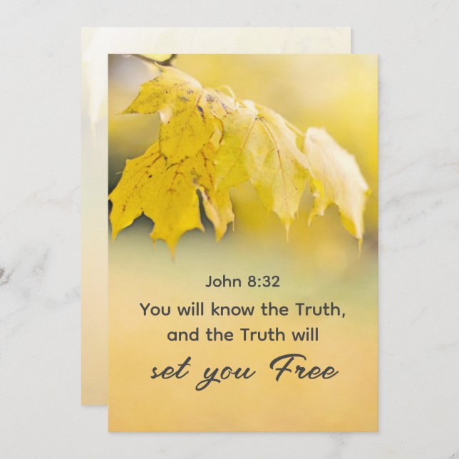 John 8:32 Truth will set you FREE Bible Flat Card  (Front/Back)