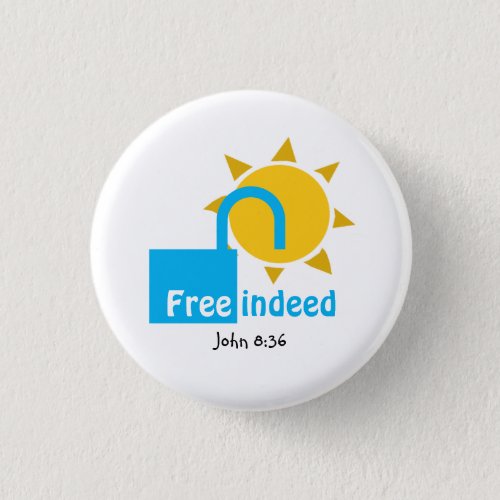 John 836 FREE INDEED Customizable Christian CYAN Button