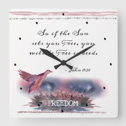 John 836 If the Son sets you Free Scripture Square Wall Clock