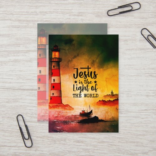 John 8 Jesus is the Light of the World Lighthouse Business Card