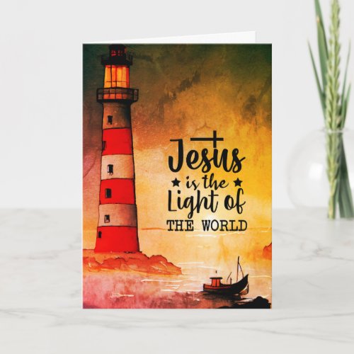 John 8 Jesus is the Light of the World Lighthouse Card