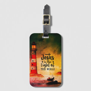 John 8 Jesus is the Light of the World Lighthouse Luggage Tag