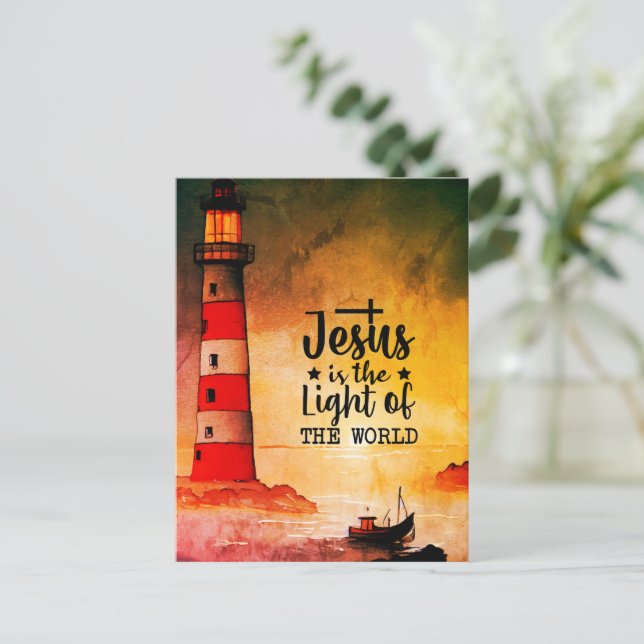 John 8 Jesus is the Light of the World Lighthouse Postcard (Standing Front)