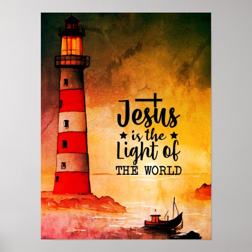 John 8 Jesus is the Light of the World Lighthouse  Poster