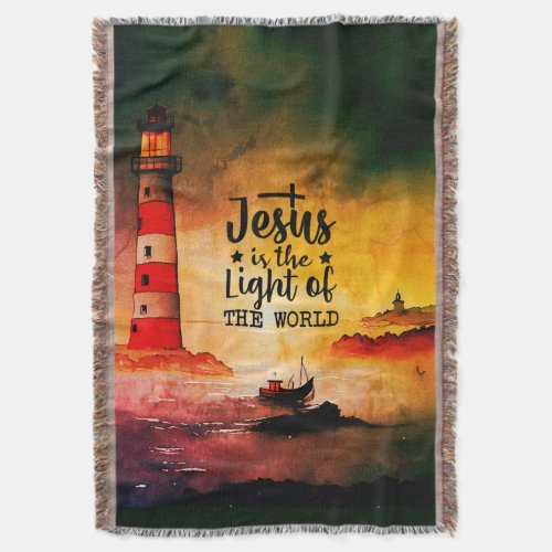 John 8 Jesus is the Light of the World Lighthouse  Throw Blanket