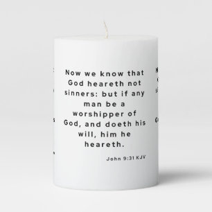 John 9:31 KJV Bible Verse Pillar Candle
