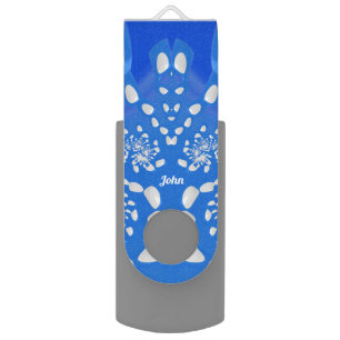 JOHN ~ Abstract Pattern Shades Blue and White ~ Flash Drive