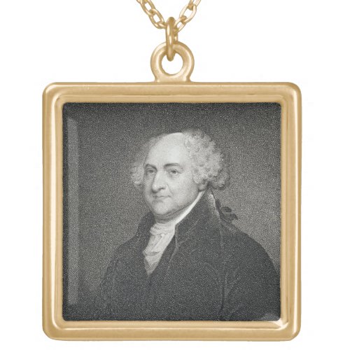 John Adams engraved by James Barton Longacre 179 Gold Plated Necklace