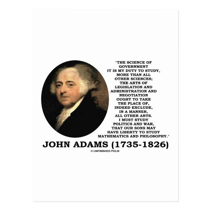 John Adams Science Of Government Politics Quote Post Card