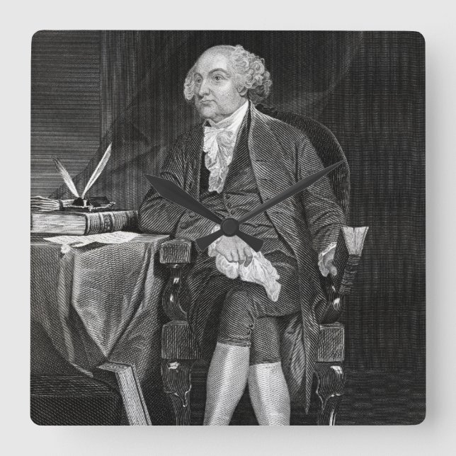 John Adams Square Wall Clock (Front)