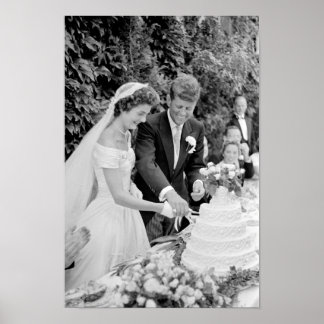 John and Jackie Kennedy Cutting Their Wedding Cake Poster