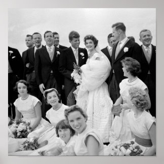 John and Jackie Kennedy With Their Wedding Party Poster