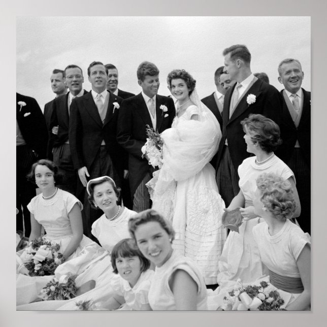 John and Jackie Kennedy With Their Wedding Party  Poster (Front)