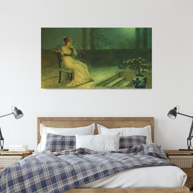 John Atkinson Grimshaw - A Classical Maiden Seated Canvas Print (Insitu(Bedroom))