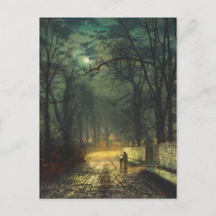 John Atkinson Grimshaw A moonlit lane 1874 Postcard