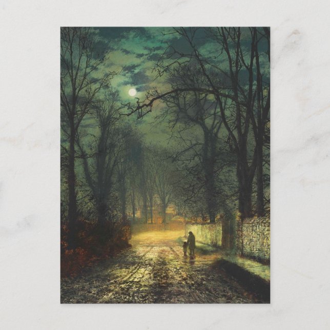 John Atkinson Grimshaw A moonlit lane 1874 Postcard (Front)